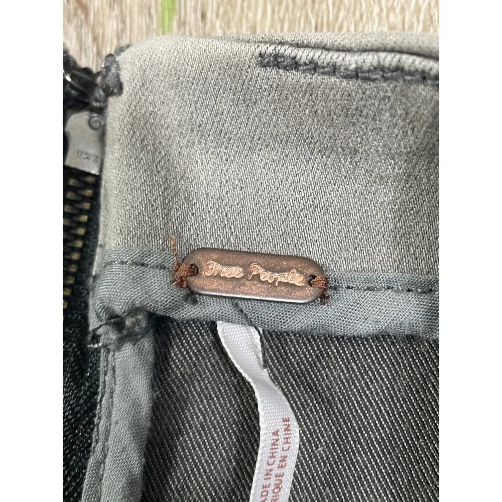 Free People Modern Femme Mini Skirt Womens 6 Gray Stretch Denim A Line